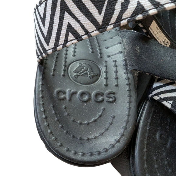 Crocs Leigh II Cross-strap Ankle Wedges Sandal Zebra Black White Rare Women 10 - Picture 10 of 15